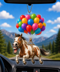 Balloon And Funny Horse Breeds 2D Acrylic Car-hanging Ornament