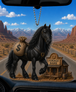 Funny Horse Bring Money To Forage Bank Breeds 2D Acrylic Car-hanging Ornament