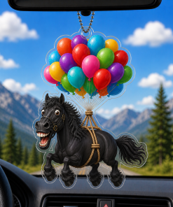 Balloon And Funny Horse Breeds 2D Acrylic Car-hanging Ornament