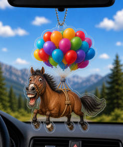 Balloon And Funny Horse Breeds 2D Acrylic Car-hanging Ornament
