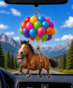 Balloon And Funny Horse Breeds 2D Acrylic Car-hanging Ornament