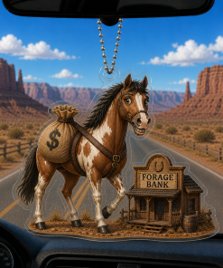 Funny Horse Bring Money To Forage Bank Breeds 2D Acrylic Car-hanging Ornament