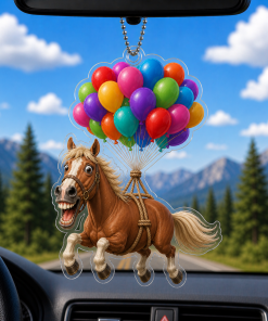 Balloon And Funny Horse Breeds 2D Acrylic Car-hanging Ornament
