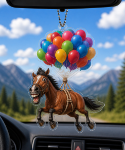 Balloon And Funny Horse Breeds 2D Acrylic Car-hanging Ornament